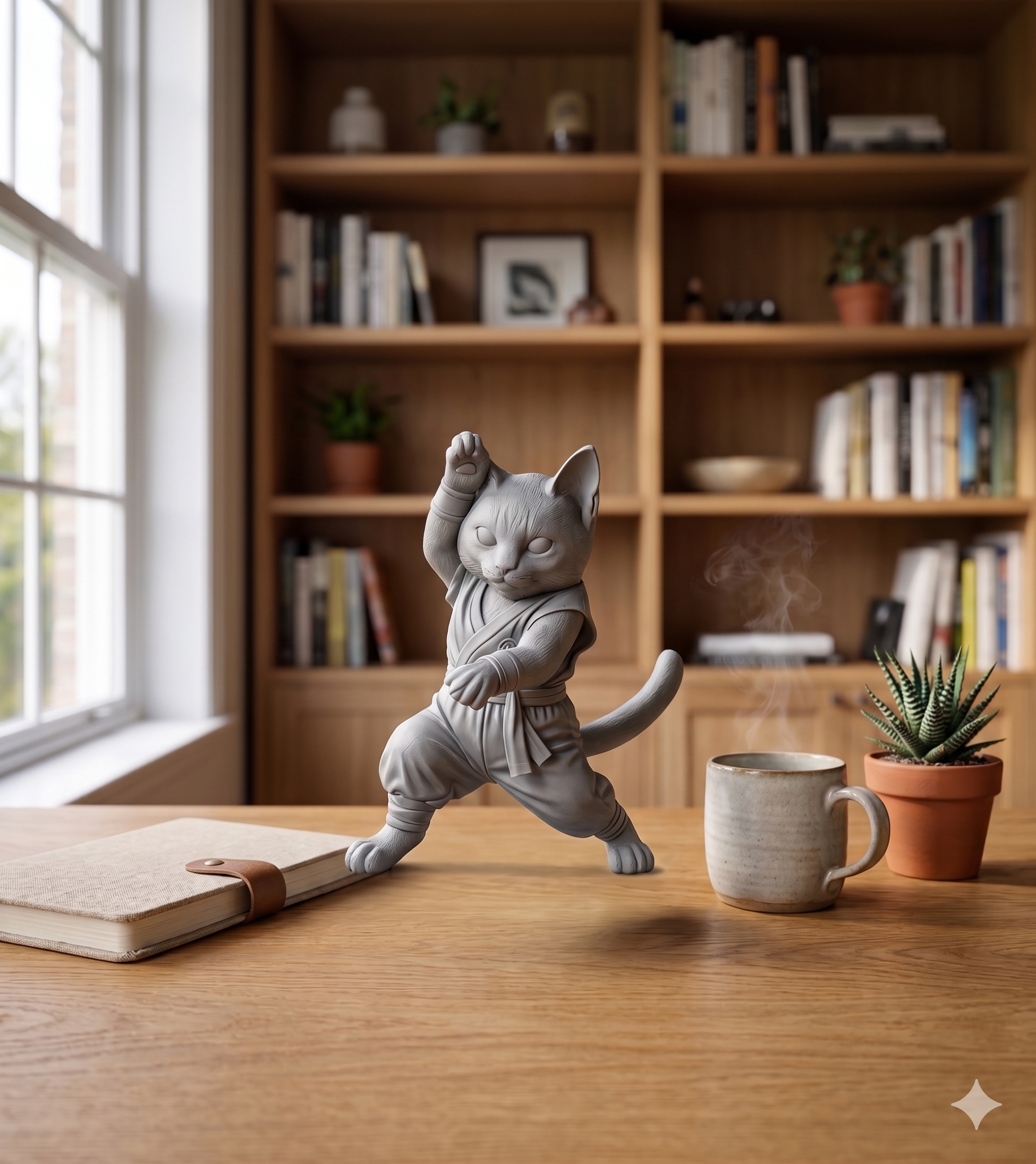 Karate Cat Figure – 3D Printed PLA Art Sculpture