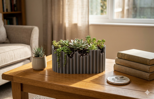 3D Printed Plant Pot – Modern Geometric Design, Indoor & Outdoor (150mm)