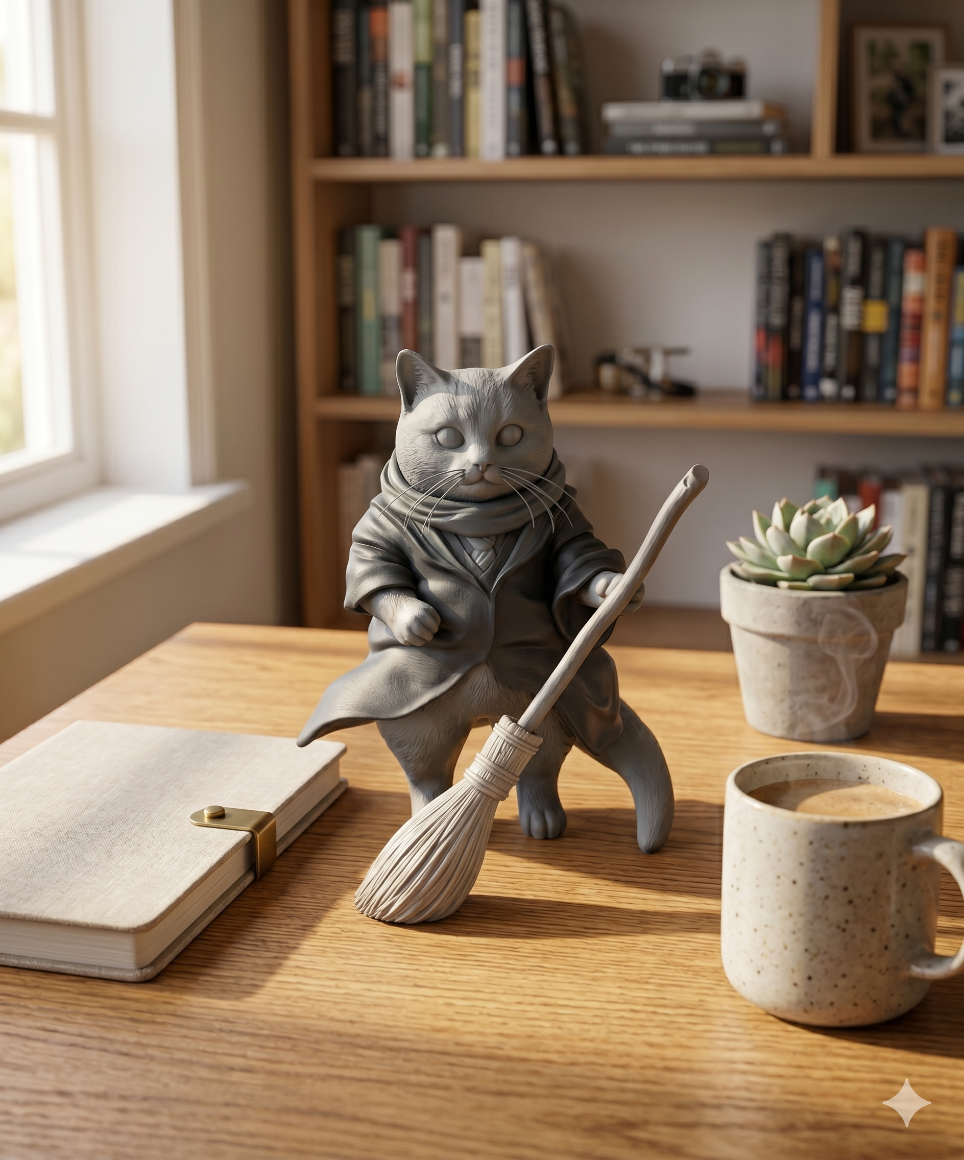 Wizard Cat Figure – 3D Printed PLA Art Sculpture