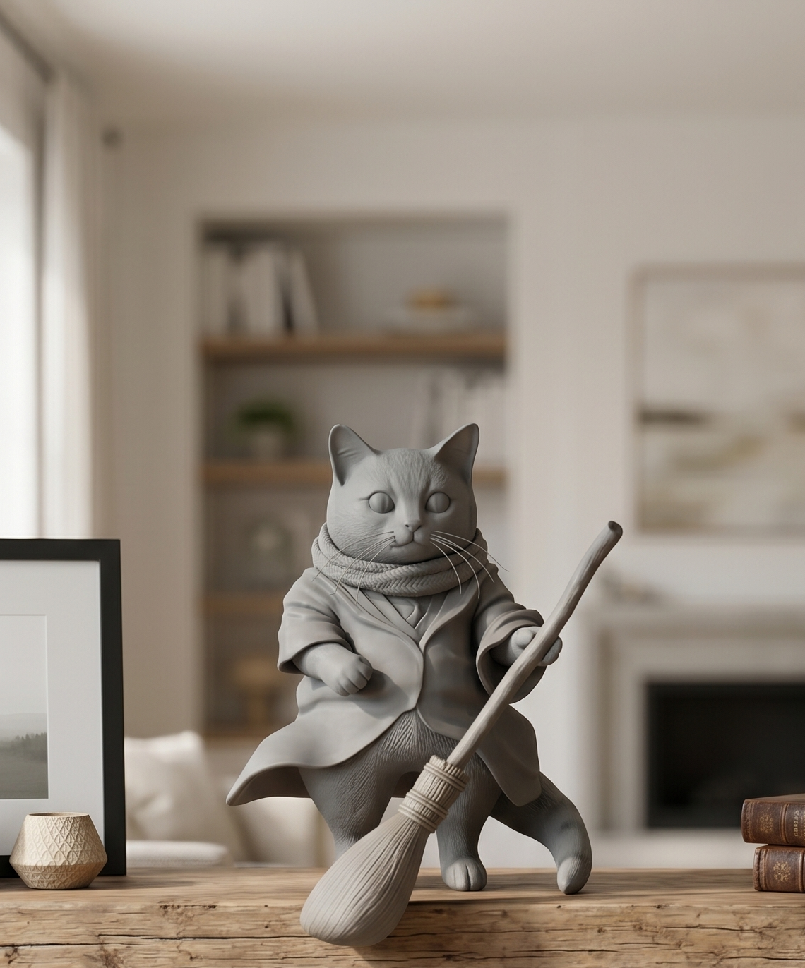 Wizard Cat Figure – 3D Printed PLA Art Sculpture