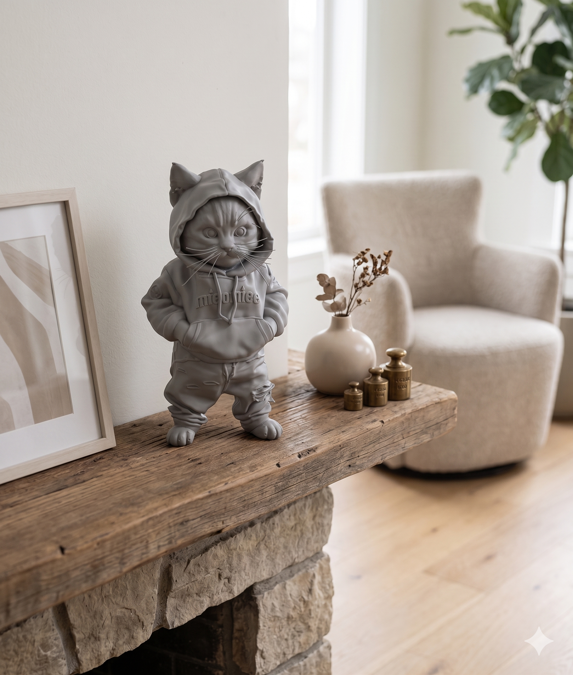 Streetwear Cat Figure – 3D Printed PLA Art Sculpture