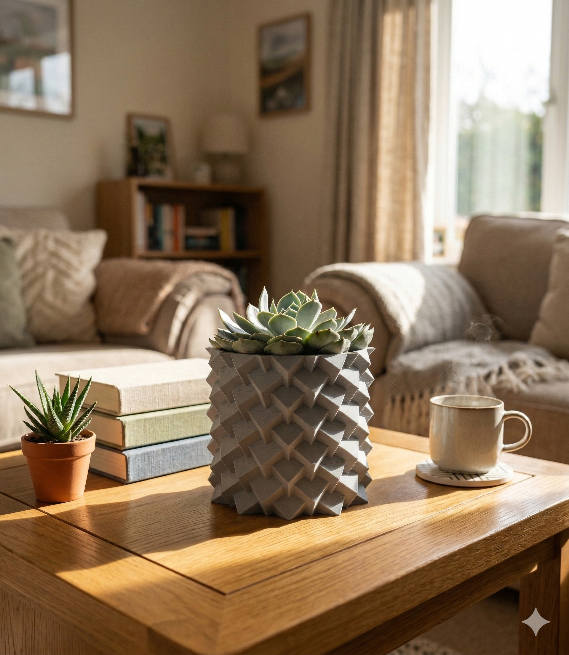 3D Printed Plant Pot – Modern Geometric Design, Indoor & Outdoor (150mm)